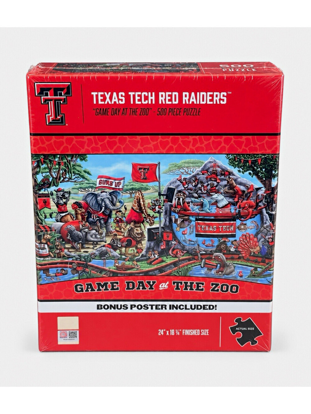 Texas Tech Red Raiders Game Day at the Zoo 500 Pc Puzzle Bonus Poster